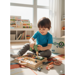 Caja de herramientas de madera para niños, 43 piezas