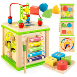 Cubo de actividades de Madera Montessori 7 en 1