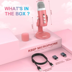 Micrófono de grabación de estudio rosa para PC