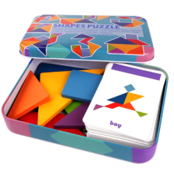 Rompecabezas de madera Tangram en caja