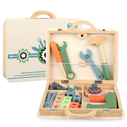 Caja de herramientas de madera para niños, 43 piezas