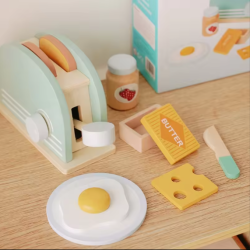 Juego tostador desplegable de madera, 10 piezas